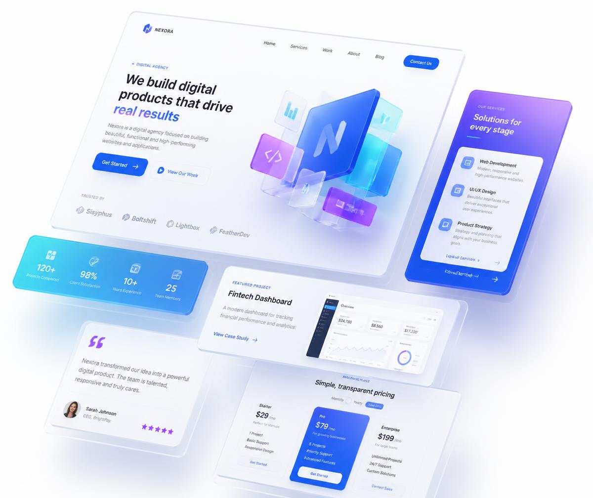 Collection of modern website designs built by webAlchemy